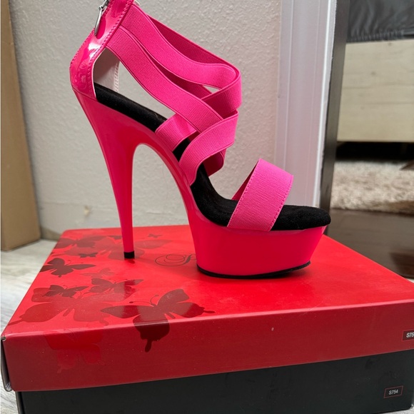 Neon Pink Pleaser Shoes - Picture 1 of 3
